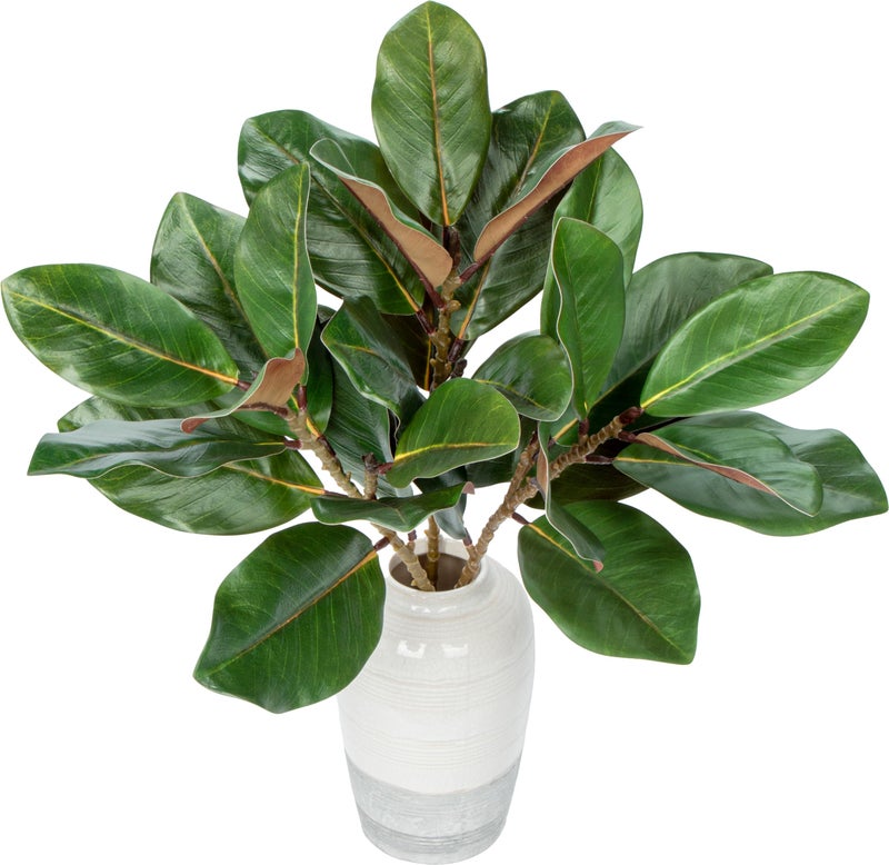 Briful Faux Magnolia Branches 22 Inches Artificial Leaves Stems Faux Greenery for Home Bathroom Table Vase Farmhouse Decor Dark Green  Pack of 3