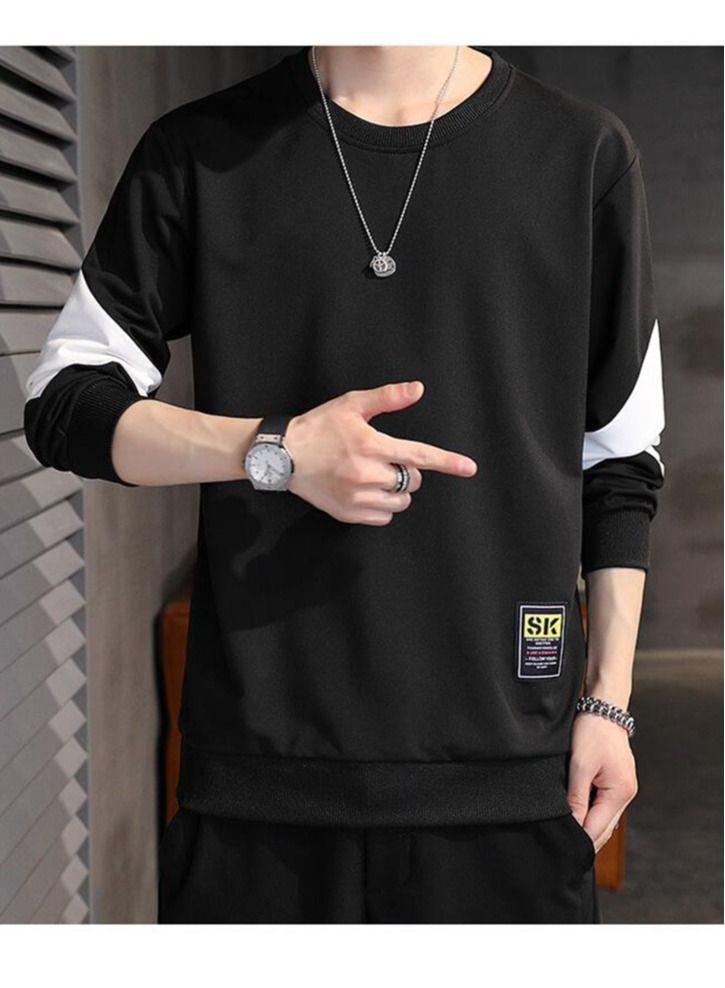 NIBEMINENT Men's Sweater Spring And Autumn Round Neck Casual Long Sleeve Bottomed Shirt Top - Image 3
