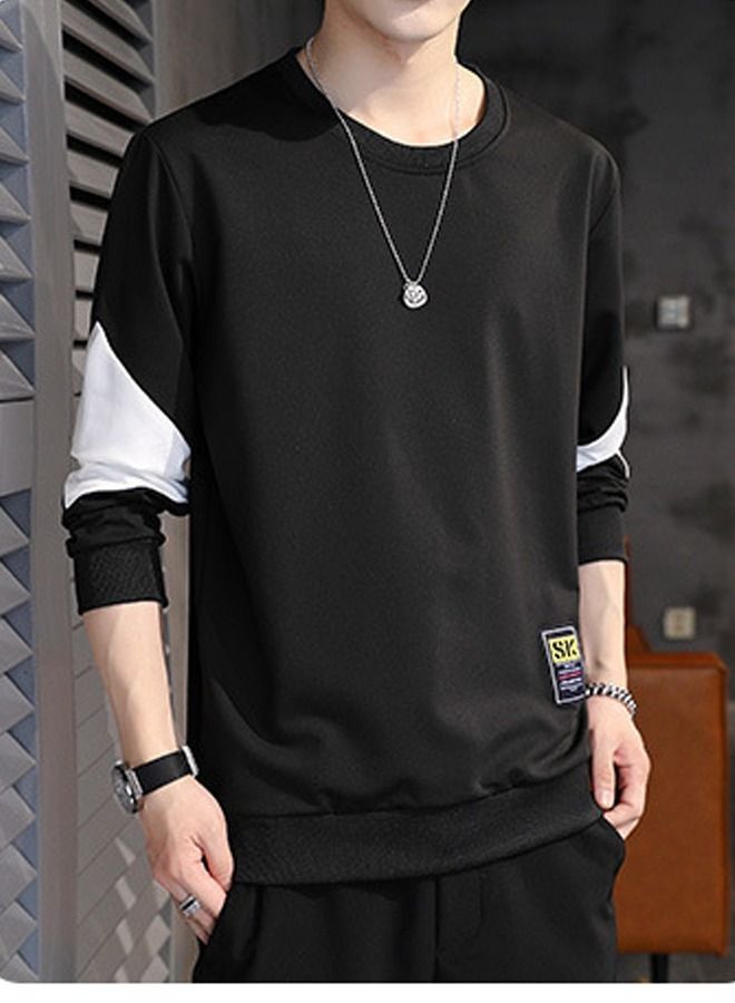 NIBEMINENT Men's Sweater Spring And Autumn Round Neck Casual Long Sleeve Bottomed Shirt Top - Image 2