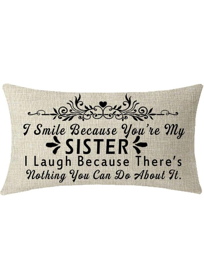 ITFRO Nice Gift To Sister Friends Youre My Sister Lumbar Waist Cotton Linen Throw Pillow Case Cushion Cover Couch Sofa Decorative Rectangular 12x20 inches  - Image 2