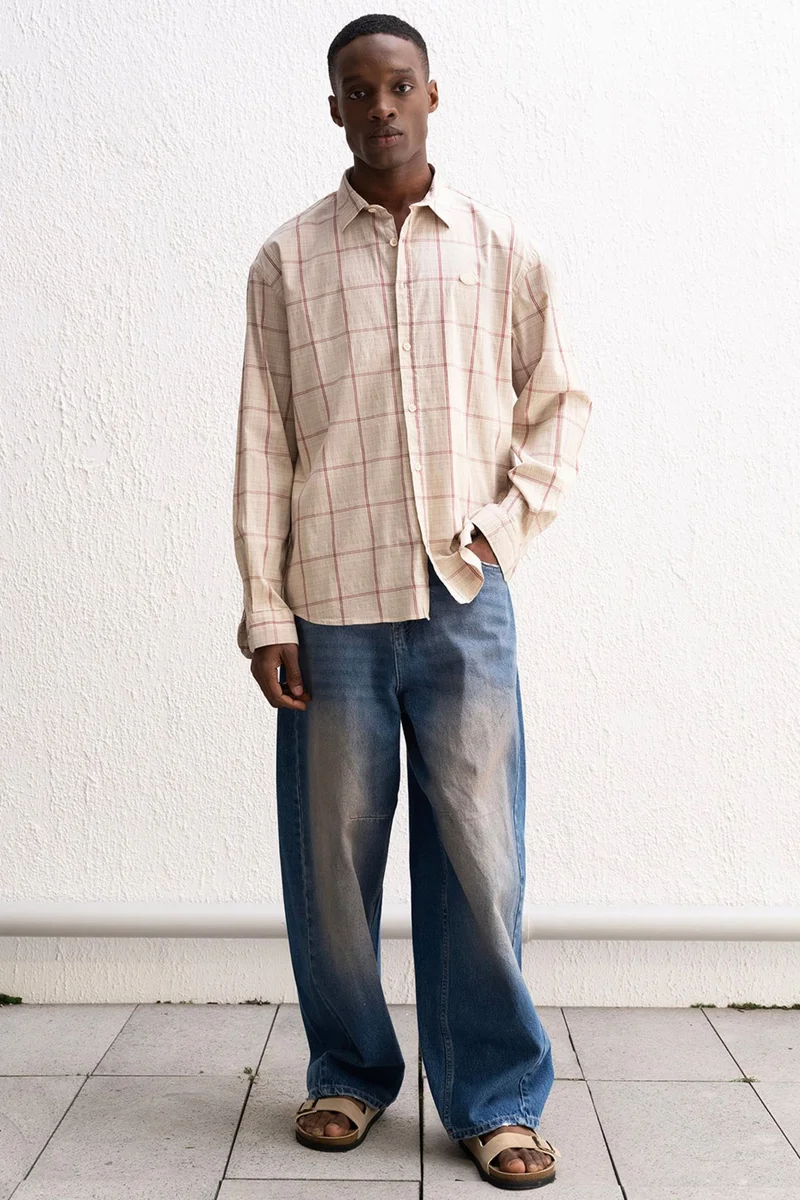 Giesto Beige Natural GIESTO Men's Cotton Stretch Shirt for Men | Best Price UAE