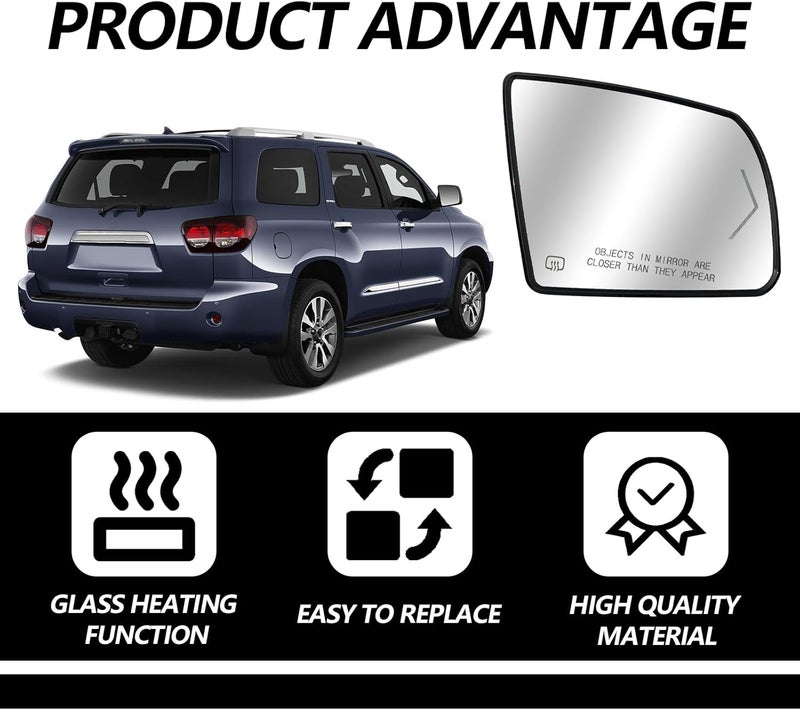 BSAMZO Passenger Right Side Heated Mirror for Toyota Sequoia and Tundra - Image 4