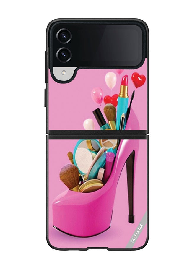 VR CREATIVE Protective Case Cover For Samsung Galaxy Z Flip4 Barbie Shoe Design Multicolour - Image 1