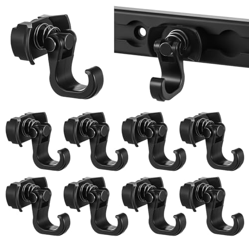 Otoolling 8 Pack L Track Accessory Plastic L Track Hooks with Single Stud Fitting Spring Loaded 360 Degree Adjustable Gear Hook for Trailer Truck Garage Tie Down System 60 Lbs Max Load Capacity - Image 1