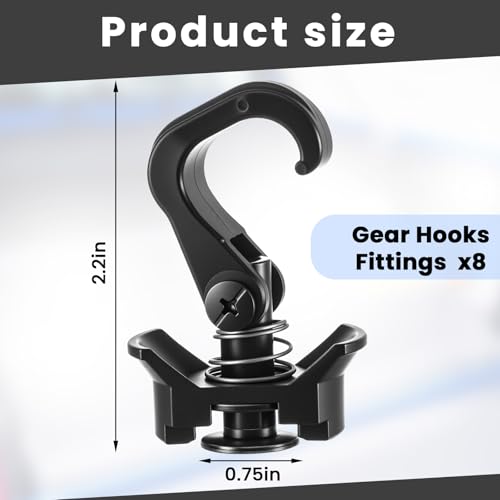 Otoolling 8 Pack L Track Accessory Plastic L Track Hooks with Single Stud Fitting Spring Loaded 360 Degree Adjustable Gear Hook for Trailer Truck Garage Tie Down System 60 Lbs Max Load Capacity - Image 3