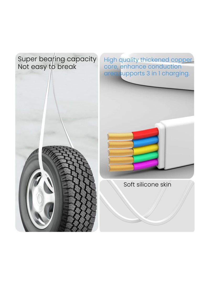 KASTWAVE Retractable Multiple Charger Cable, 3 in 1 Super Fast Charging Cable (IP/USB C/Micro USB), 3.3Ft Multi Cable Fast Charger Cord for iPhone, Samsung, iPad, Tablets, Green Marble - Image 4