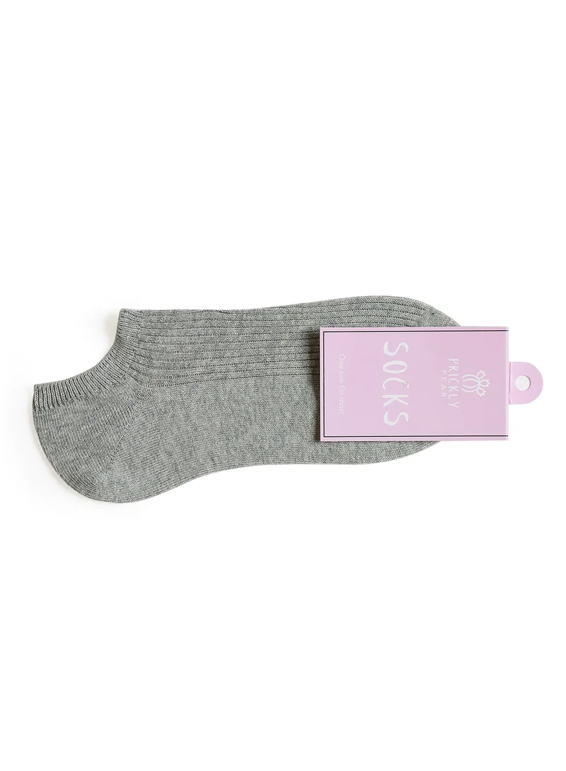 Prickly Pear Prickly Pear 3 x Ribbed Ankle Socks, Grey