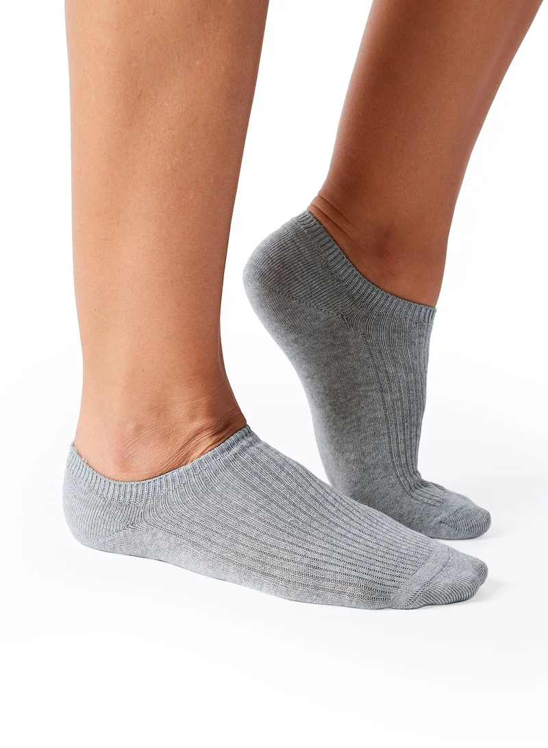 Prickly Pear Prickly Pear 3 x Ribbed Ankle Socks, Grey