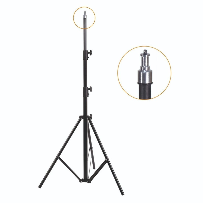 Light weight 7 ft Studio & Ring Light Stand for photography, Reflector, Flash units, diffuser, portrait, softbox, studio Ring light etc. Ideal for outdoor, indoor shoots. Metal. 1/4 inch thread. Black - Image 5