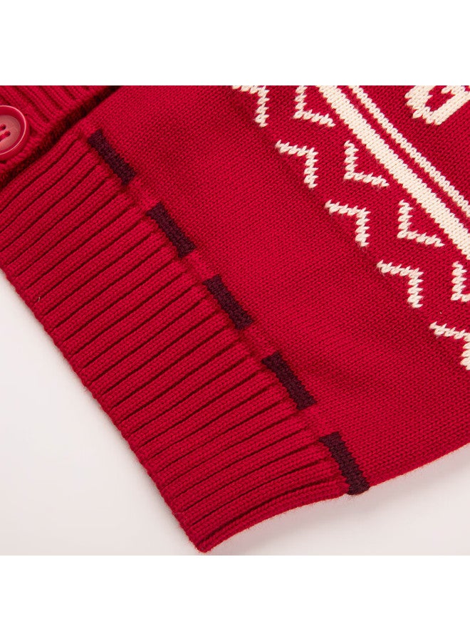 Souhait New Year Kids Knit Sweater  Spring Children's Classic Red Versatile Jacket Size 130 - Image 2