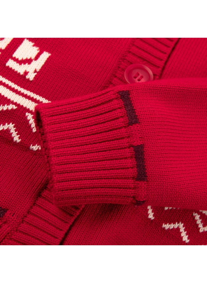 Souhait New Year Kids Knit Sweater  Spring Children's Classic Red Versatile Jacket Size 130 - Image 3