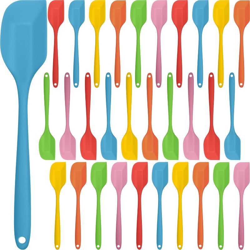 ايرينير Irenare 30 pcs silicone Spatulas 11 بوصة ملعقة كبيرة مطاطية ملعقة مقاومة للحرارة غير مرنة عصي مرنة الخبز الخبز أدوات طبخ غسالة الصحون آمنة 6 ألوان - Image 1