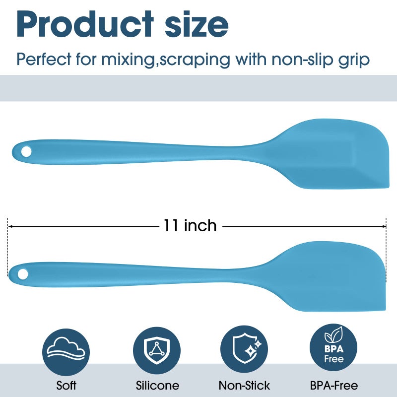 ايرينير Irenare 30 pcs silicone Spatulas 11 بوصة ملعقة كبيرة مطاطية ملعقة مقاومة للحرارة غير مرنة عصي مرنة الخبز الخبز أدوات طبخ غسالة الصحون آمنة 6 ألوان - Image 2