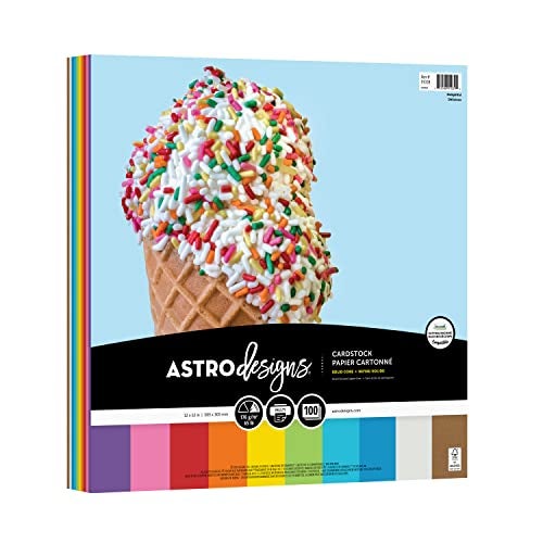 Astrodesigns Crafting Cardstock, 12" x 12", 65 lb/176 gsm, 10-Color Delightful Assortment, 100 Sheets (91039) - Image 1