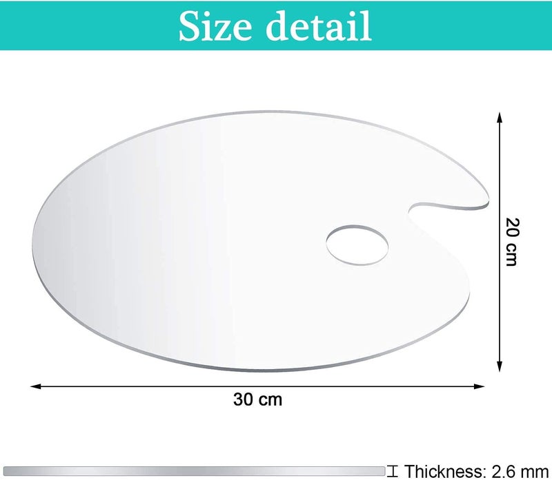 AmigozZ Pigment Tray(30x20cms). Clear Acrylic Paint Palette Oval Shaped Artist Painting Palette Non-Stick Oil Paint Palette with Thumb Hole and Protective Brown Paper for DIY Art Craft Painting - Image 3