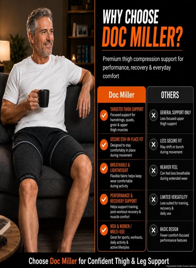 Doc Miller Thigh Compression Sleeve for Men & Women, 1 Pair - Image 5