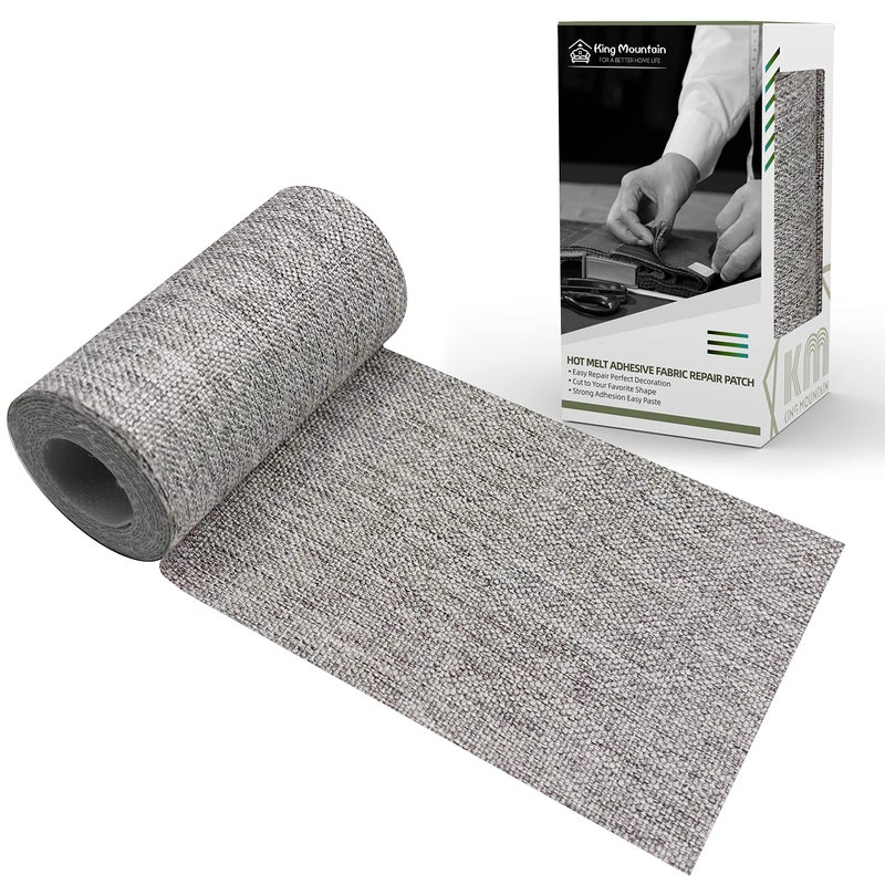 KING MOUNTAIN King Mountain Premium Linen Fabric Ironon Repair Patch InsideOutside Fabric Repair Patch 3x60 with Backing Glue Linen Repair Decorative Patch kit Linen3x60 Light Grey 