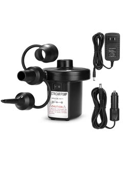 Electric Air Pump Portable Quick-Fill Air Pump with 3 Nozzles 110V AC/12V DC Perfect Inflator/Deflator Pumps for Outdoor Camping Inflatable Cushions Air Mattress Beds Boats Swimming Ring