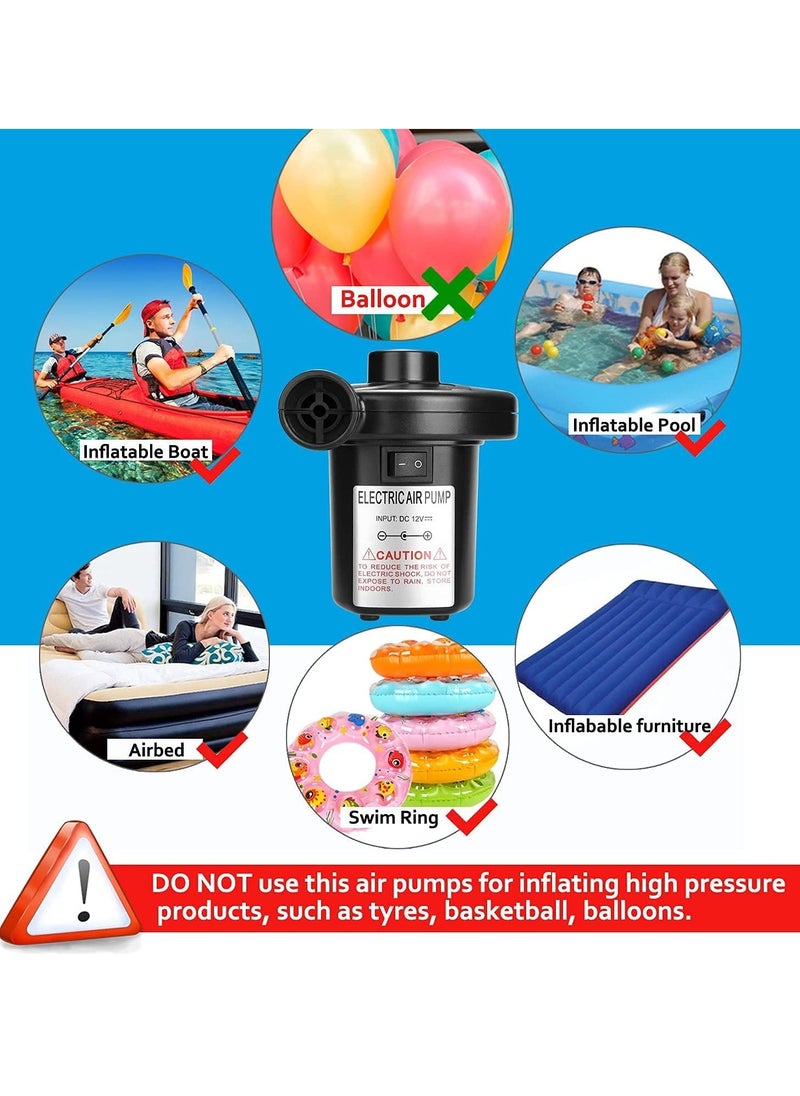 VUCATIN - Electric Air Pump Portable Quick-Fill Air Pump with 3 Nozzles 110V AC/12V DC Perfect Inflator/Deflator Pumps for Outdoor Camping Inflatable Cushions Air Mattress Beds Boats Swimming Ring - Image 1