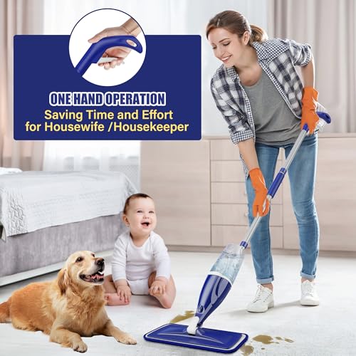 EXEGO Microfiber Spray Mop for Floors Cleaning: Wet Dry Hardwood Floor Mops with 3 Washable Reusable Pads for Swiffer Powermop - Flat Mop with Sprayer for Tile Wood Laminate Vinyl Marble - Image 2