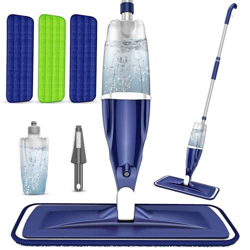 EXEGO Microfiber Spray Mop for Floors Cleaning: Wet Dry Hardwood Floor Mops with 3 Washable Reusable Pads for Swiffer Powermop - Flat Mop with Sprayer for Tile Wood Laminate Vinyl Marble - Image 1