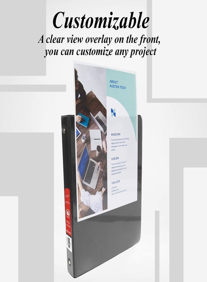 BAZIC Products 1/2 in Black 3-Ring View Binder, 2 Pockets, 100 Sheet Capacity, for School Office Home, Case of 12 - Image 3