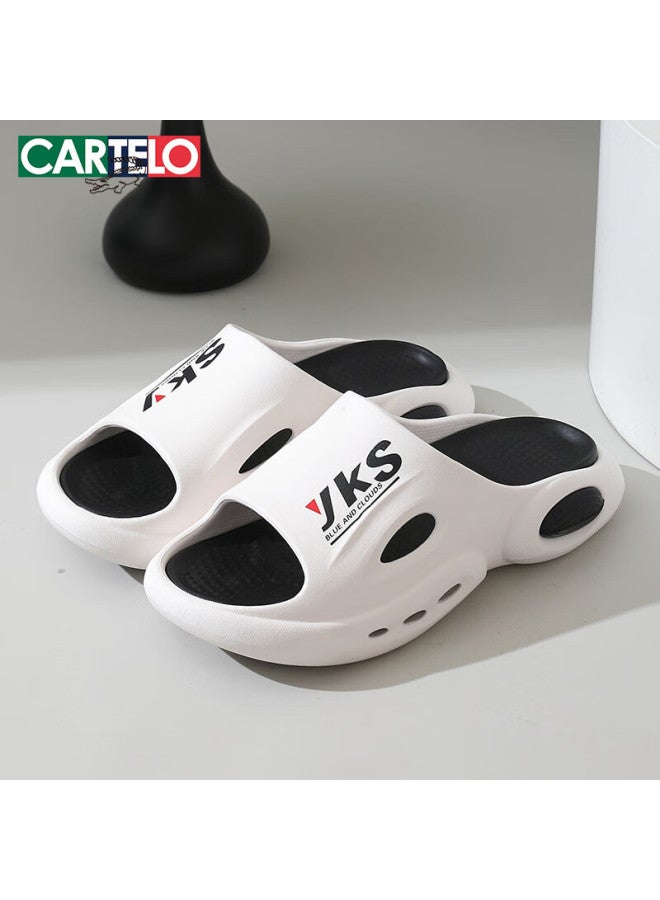 CARTELO Cartelo Men's Bathroom Home Slippers Shower Slippers Indoor And Outdoor One-word Slippers 1554 White 40-41  - Image 2