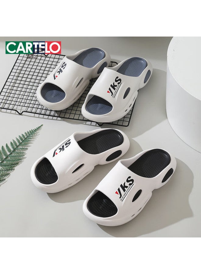 CARTELO Cartelo Men's Bathroom Home Slippers Shower Slippers Indoor And Outdoor One-word Slippers 1554 White 40-41  - Image 4