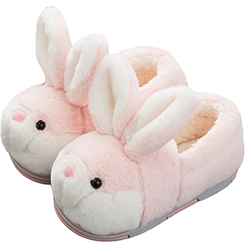 YILANLAN Women's Cute Bunny Animals Slippers Interesting Comfortable Furry Soft Plush Winter Season Home Slippers (5/5.5, Pink, 5) - Image 1