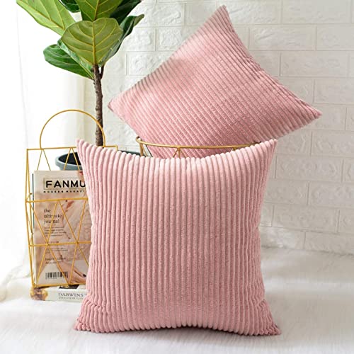Guffaw / Corduroy/Stripped/Luxury Cushion Covers Standard Size 16"X16" Inches (Peach, 4), 340 TC - Image 4