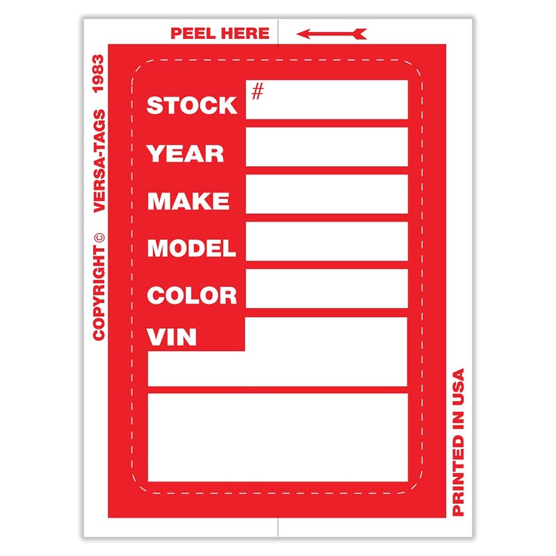 VersaTags Kleerbak Stock Stickers 100 Stickers Red