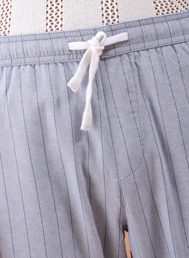 The Indian Garage Co The Indian Garage Co Men Relaxed Cropped Vertical Striped Mid-Rise Trousers