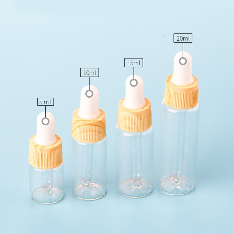 8 pcs Glass Dropper Dispenser Bottle Wood Grain Bottles Cosmetic Containers Points Bottling (10ml) - Image 3