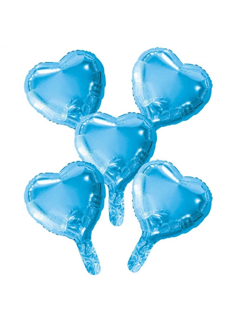Heart Shaped Foil Balloons Light Blue 23cm 5-Pack