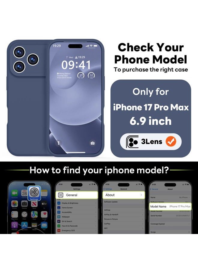 Vooii Magnetic Compatible with iPhone 17 Pro Max Case (Compatible with Magsafe) (Upgraded Camera Protection) Liquid Silicone Shockproof Full Body Protective Phone Cover for Women Men, Navy Blue, 6.9” - Image 2