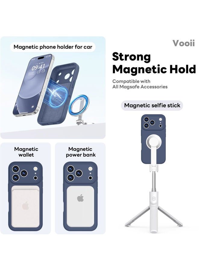 Vooii Magnetic Compatible with iPhone 17 Pro Max Case (Compatible with Magsafe) (Upgraded Camera Protection) Liquid Silicone Shockproof Full Body Protective Phone Cover for Women Men, Navy Blue, 6.9” - Image 3