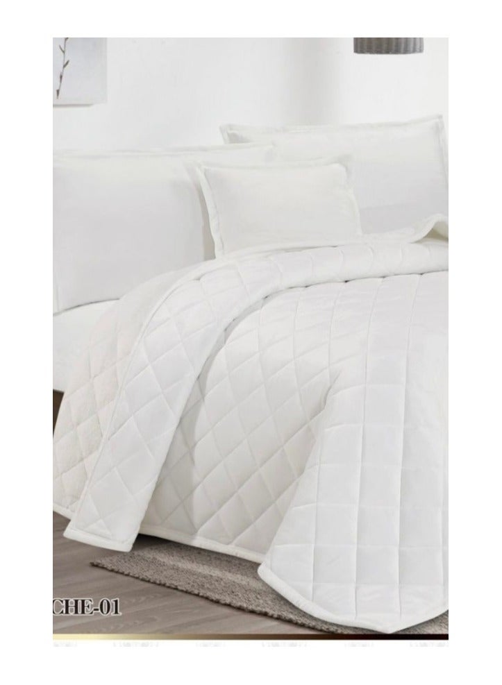 4-piece royal comforter set, winter, two-sided, velvet side and fur side, king size, 160x220 cm - Image 2