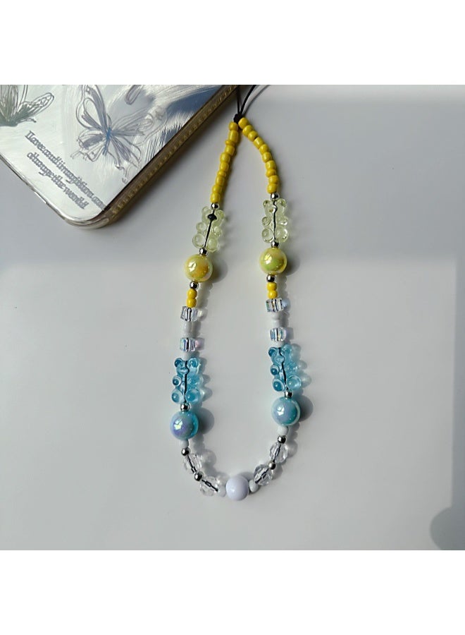 NIBEMINENT Phone Charm/ Chain Strap for Women Girls, Blue Contrast Simple Cell Phone Case Lanyard Wrist Strap