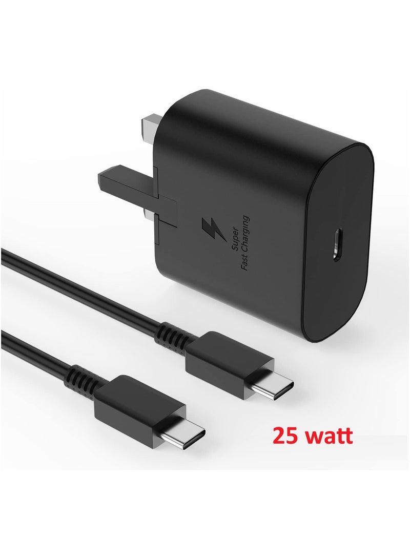 بيوينتي 25W USB C Super Fast Charging PD Charger with 1 m Cable - Compatible with S25 S24 S23 S22 S21 S20 Ultra, S24+ S23+ S22+ S21+, A53, A15, A54, Fold, Flip - Type C Power Adapter, - Image 1