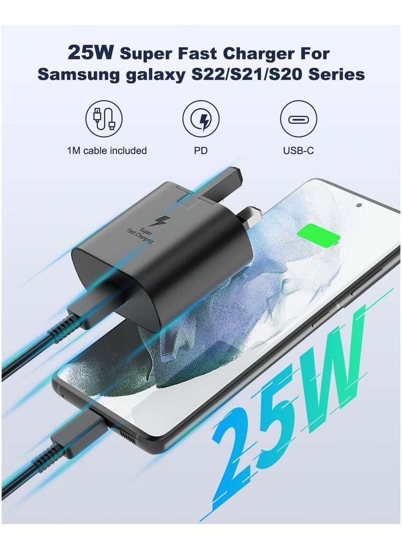 بيوينتي 25W USB C Super Fast Charging PD Charger with 1 m Cable - Compatible with S25 S24 S23 S22 S21 S20 Ultra, S24+ S23+ S22+ S21+, A53, A15, A54, Fold, Flip - Type C Power Adapter, - Image 2