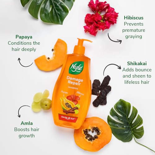 Nyle Naturals Damage Repair Anti Hairfall Shampoo, With Shikakai And Hibiscus,Gentle and soft shampoo, PH balanced and Paraben free, For Men and Women, 400ml - Image 4