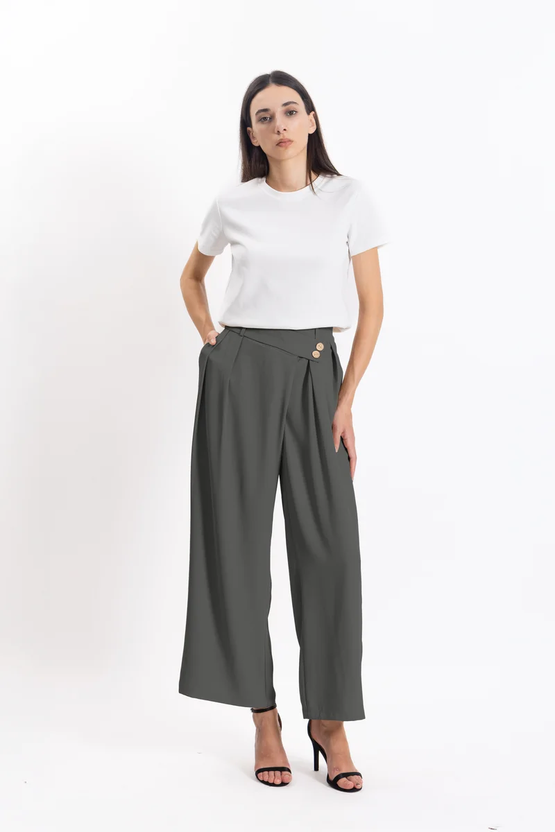 SHAPES DETAILED CIFFON TROUSERS