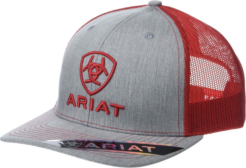 ARIAT Men's Richardson 112 Shield Embroidered Cap with Red Mesh Back and Snapback Closure - Image 1