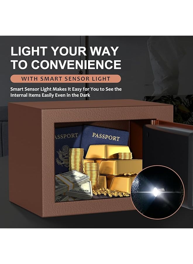 erorex - Fireproof Safe Box With Sensor Light And Fireproof Bag Money Safe Box With Digital Keypad Security Safe Box For Home 0.23 Cubic Small Safe With Keys And Pass Code For Cash Jewelry Gold - Image 1