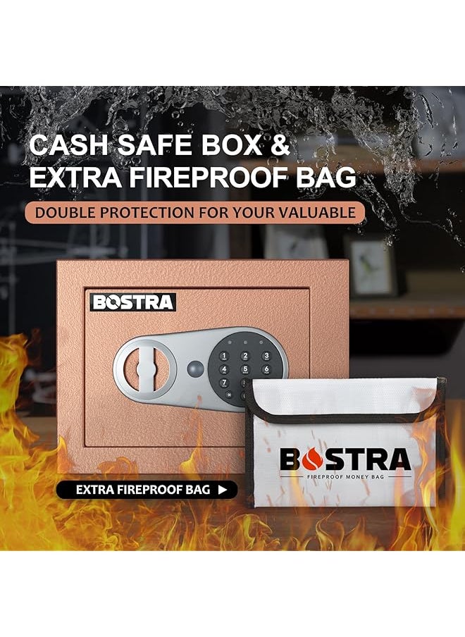 erorex - Fireproof Safe Box With Sensor Light And Fireproof Bag Money Safe Box With Digital Keypad Security Safe Box For Home 0.23 Cubic Small Safe With Keys And Pass Code For Cash Jewelry Gold - Image 1