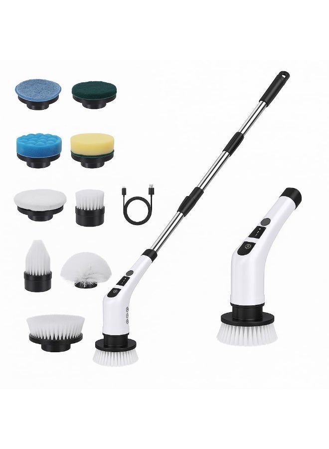 Electric Spin Scrubber, Cordless 9-in-1 Cleaning Brush with 2 Speeds, Adjustable Handle & 9 Brush Heads, IPX7 Waterproof - Image 1