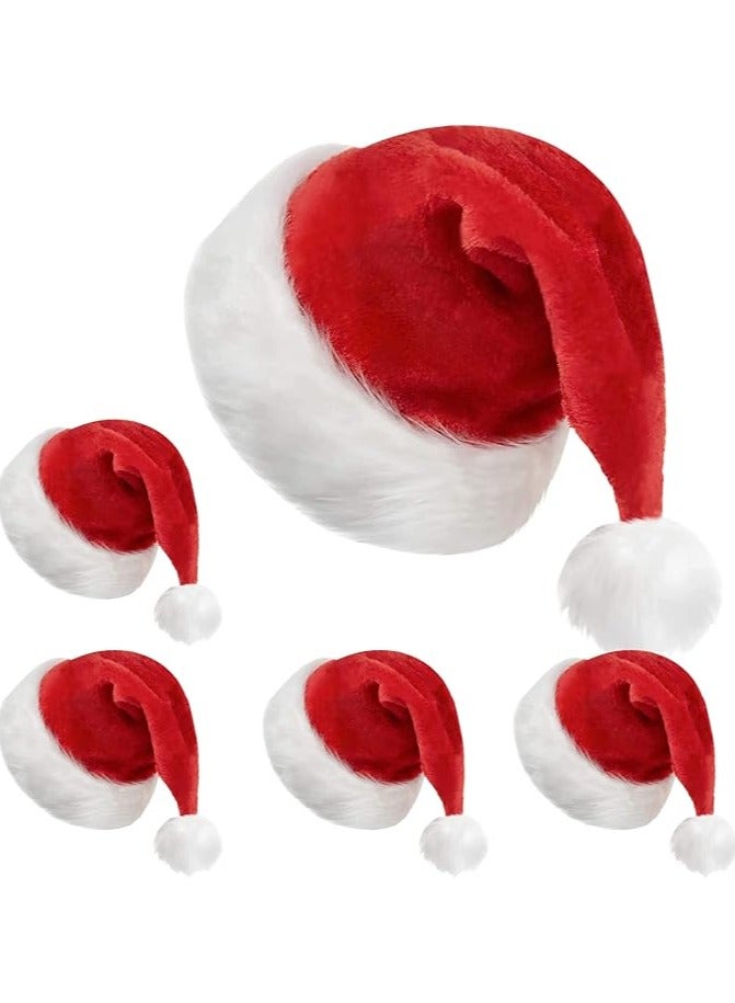 Scrolls Adult Unisex Soft Plush Velvet Santa Claus Hat with Red Father Extra Thicken Comfort Classic Fur Size: 45x32cm - Image 1