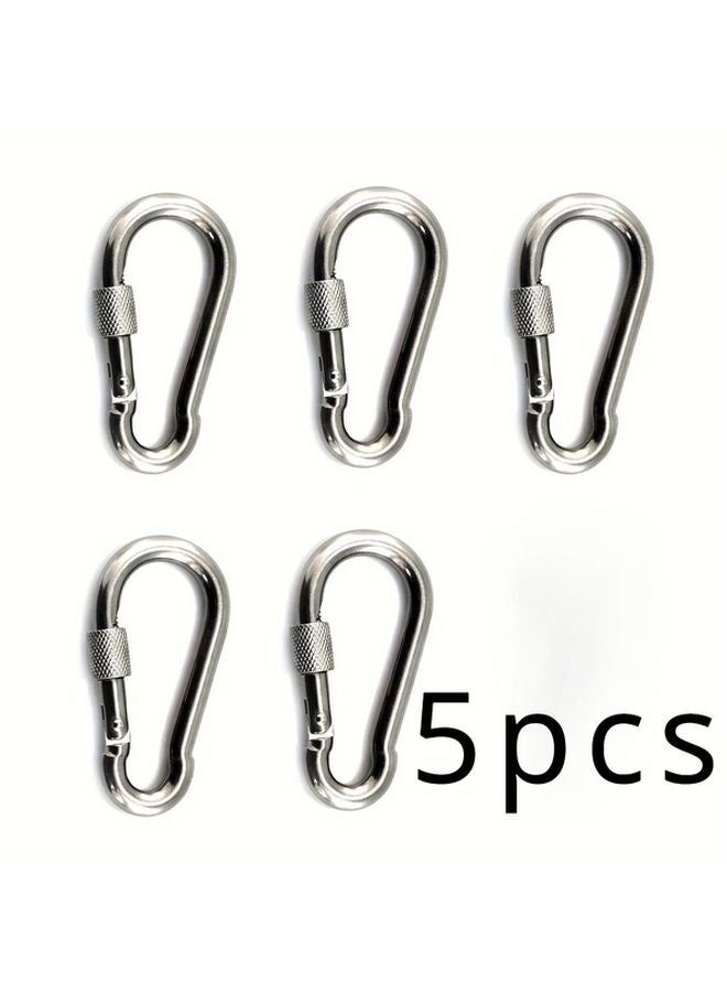 5 حزمة من خطاطيف الينابيع الثقيلة من الفولاذ المقاوم للصدأ M6 للتخييم في الهواء الطلق والمشي لمسافات طويلة - Image 3