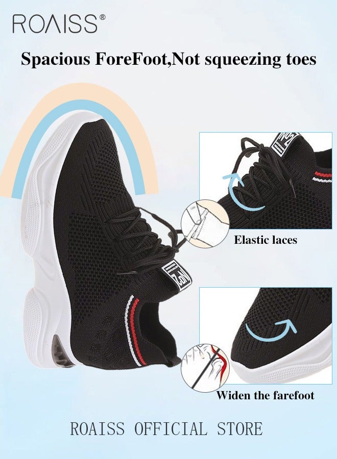 رويس أحذية أنيقة سميكة للنساء، أحذية رياضية منخفضة الرقبة للسيدات، أحذية رياضية خفيفة الوزن ومسامية مع جزء علوي شبكي ونعل سميك مانع للانزلاق، مناسبة للارتداء اليومي والأنشطة الخارجية - Image 4