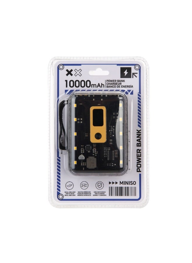 Miniso Transparent Series Mini 10000mAh Power Bank with Cable(Black)  Model: GN-006 